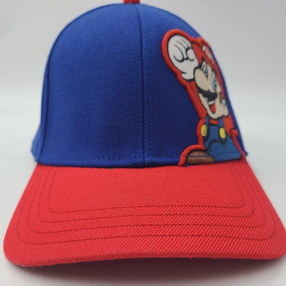 Super Mario Hat (Seems L-XL) Flex Fitted‎ Wool Blend Video Game Blue Red Casual